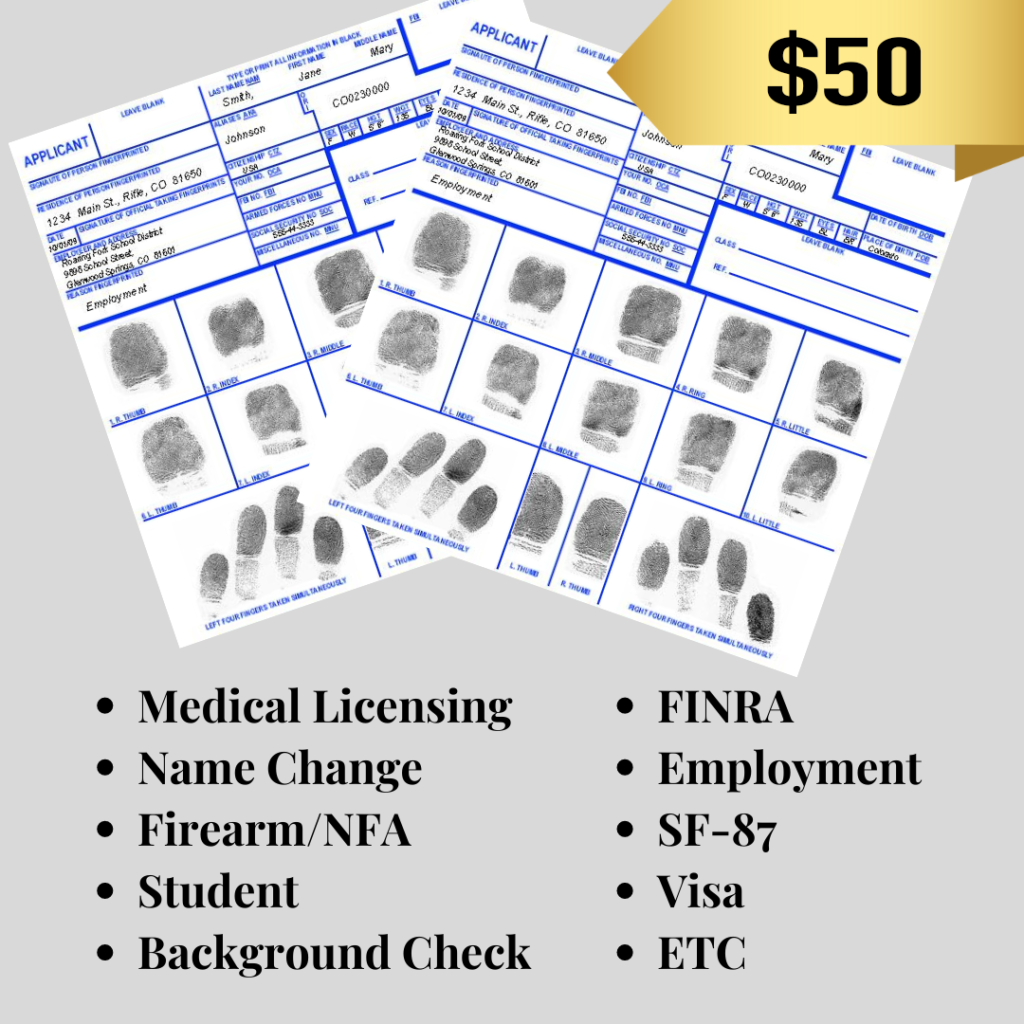 Medical Licensing - Name Change - Firearm/NFA - Student - Background Check - Finra - SF-87 - Visa - ETC